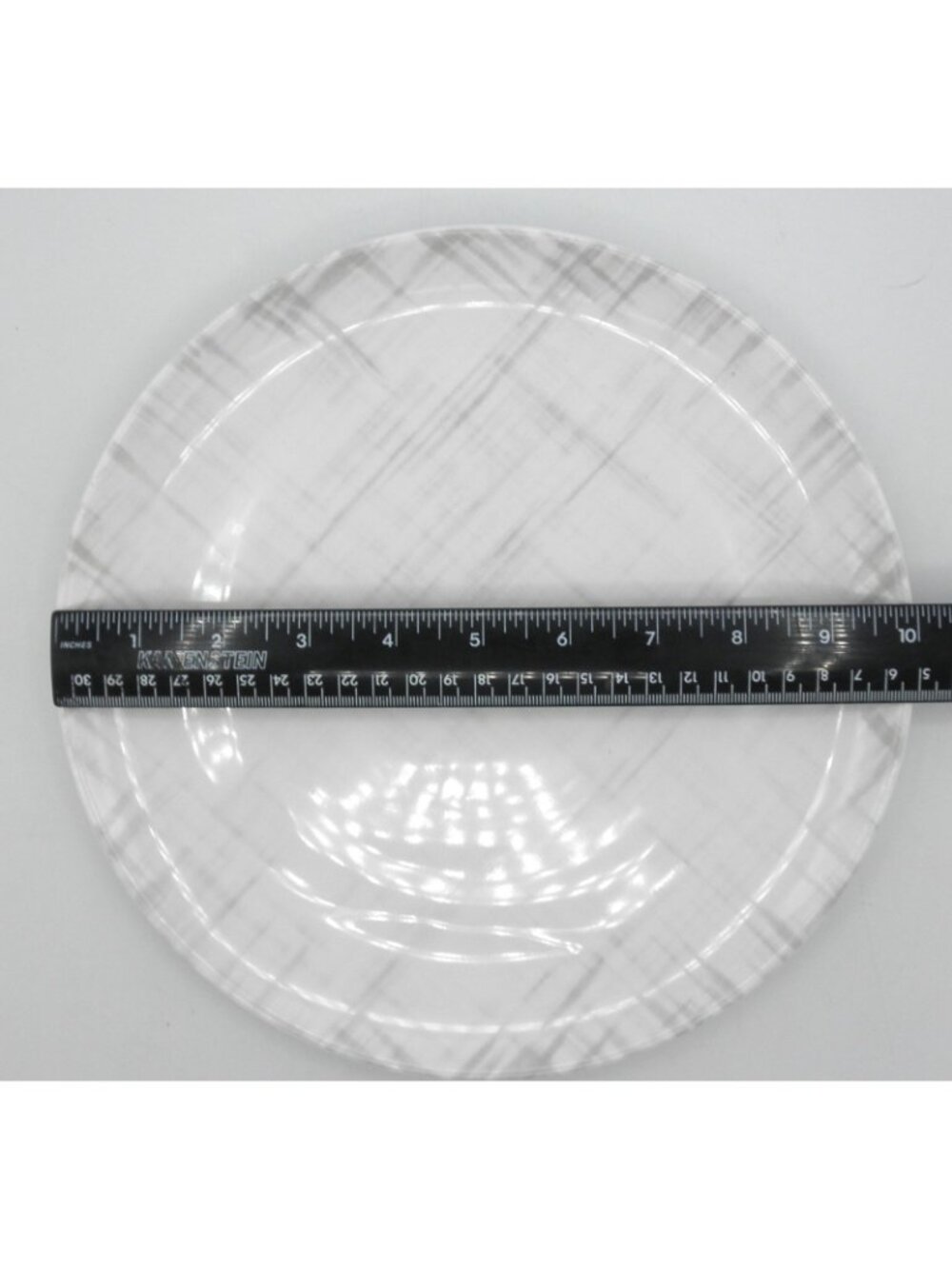 Linen Weave Crosshatch Martha Stewart 10 Inch Dinner Plates Set of 4 White/Gray - Picture 5 of 7